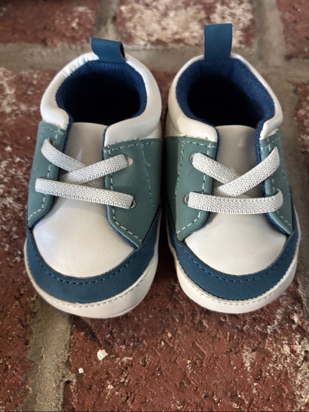 Brown Suede & Blue Accent Shoe Set - Casual Pre-Walker Soft Sole Baby Boy 0-6mo - Picture 6 of 9